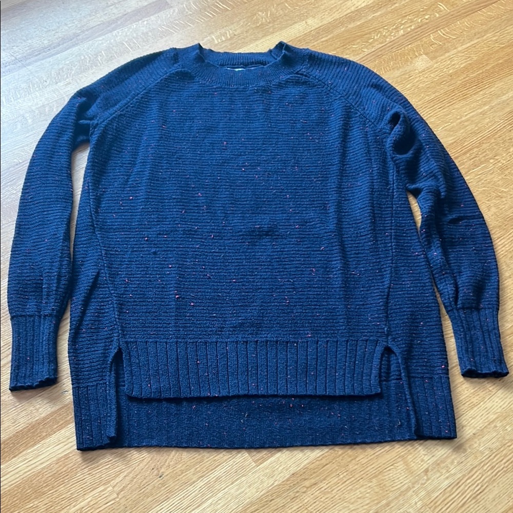 Old Navy: Navy Crewneck Sweater Classic Ribbed Knit, flecks of color throughout